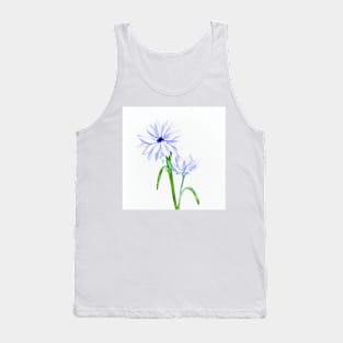 Blue Watercolor Flowers Tank Top